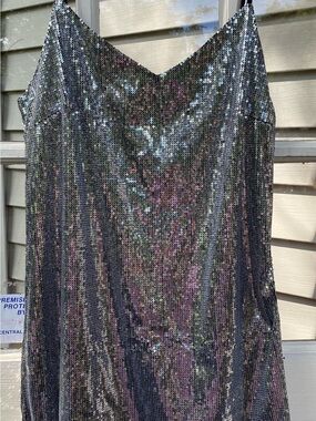wild fable Silver Iridescent Sequin Slip Mini Dress